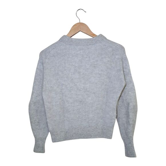 Everlane Women’s XS Off White Gray Cropped Crewneck Sweater Alpaca Wool Blend - Picture 2 of 7